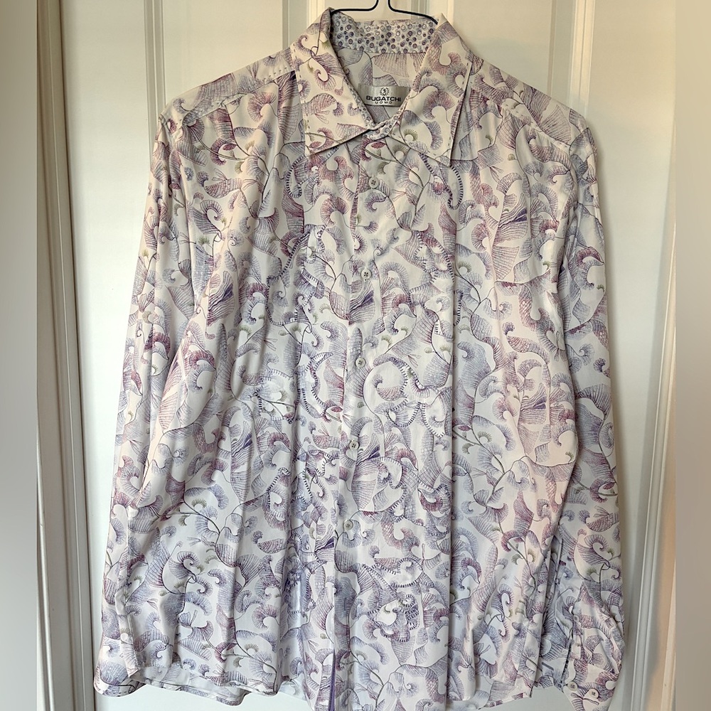 Bugatchi Purple and White Dress Shirt